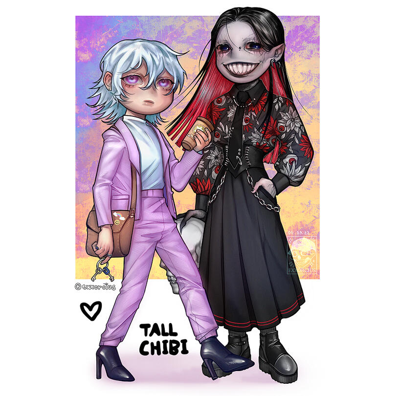 Tall chinos tend to have further background options, quite the same render and attention to details as full work, and differ from the complex chibis bu well.. being tall and cute and not smol and cute.